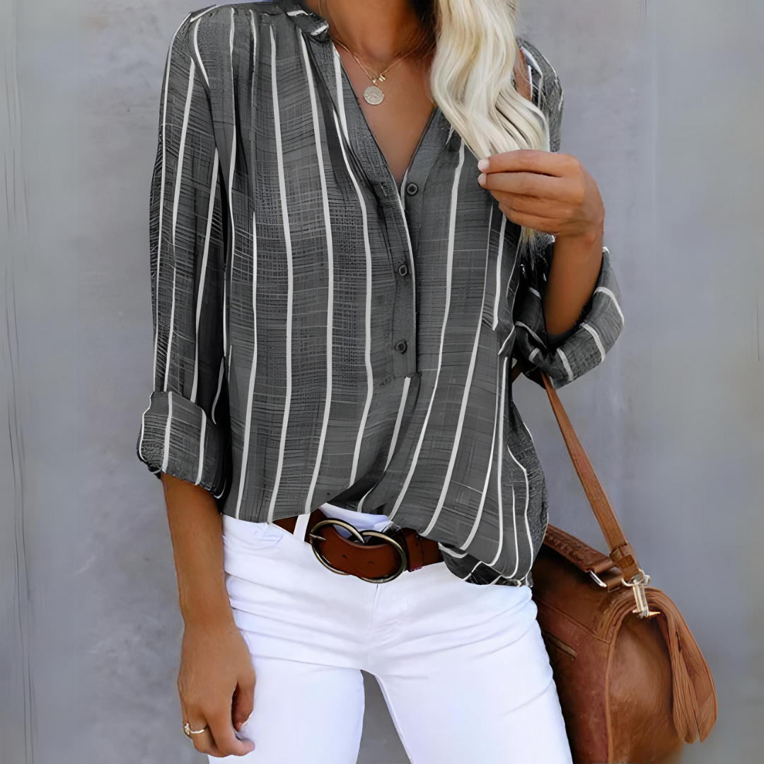 Women's Striped Button-Down Blouse | Long Sleeves