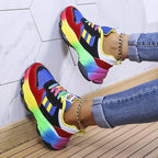 Women's Multicolored Chunky Sneakers | Lace-Up Closure