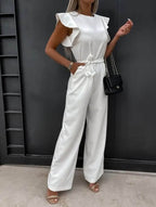 Women's Casual Butterfly Sleeve Jumpsuit | with Tie Belt