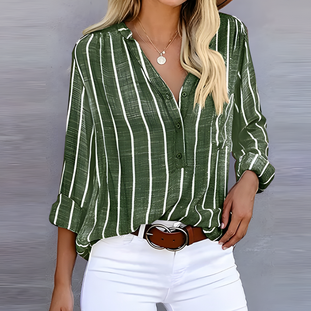 Women's Striped Button-Down Blouse | Long Sleeves