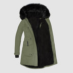 Ladies Long Winter Jacket | With Faux Fur Trim