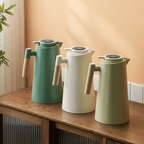 Insulated Thermos with Temperature Indicator and Wooden Handle
