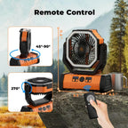 20,000mAh Rechargeable Camping Fan with LED Light and Power Bank