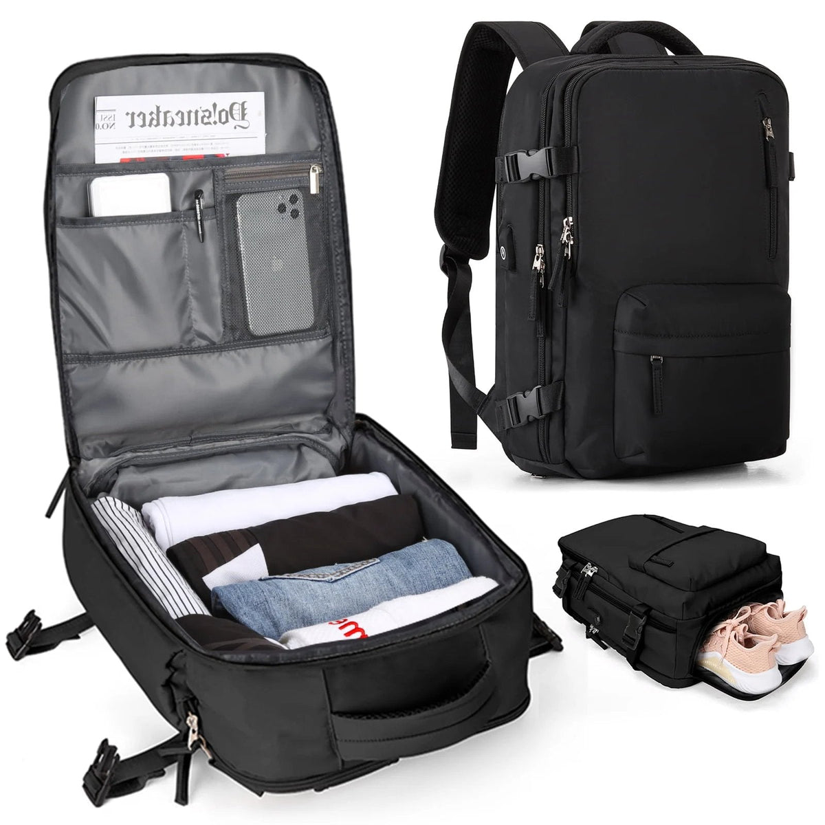35L Women's Travel Backpack | Waterproof with USB Port | Anti-Theft Features & Shoe Compartment | Perfect for Hiking, Daily Use & Travel