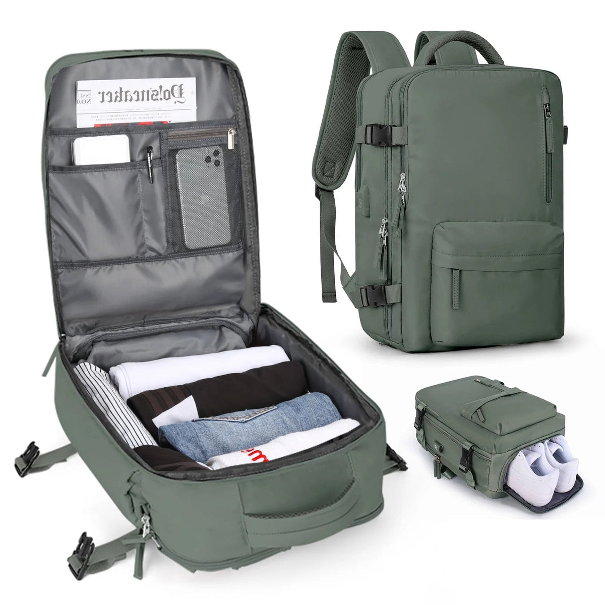 35L Women's Travel Backpack | Waterproof with USB Port | Anti-Theft Features & Shoe Compartment | Perfect for Hiking, Daily Use & Travel