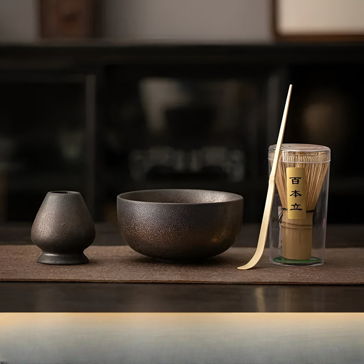 4-Piece Matcha Tea Set with Bamboo Whisk | Perfect for Traditional Tea Ceremony